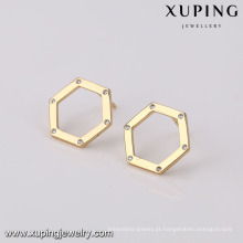 94203 mais recente projeto best selling jóias 18 k banhado a ouro hexagon forma simples moda brincos do parafuso prisioneiro